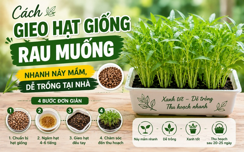 gieo hạt giống rau muống